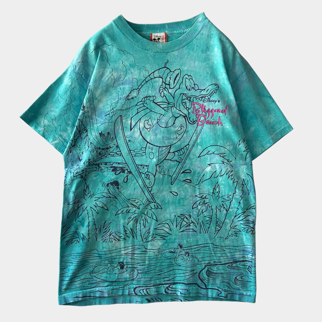 90's Disney ディズニー ブリザード・ビーチ アイス・ゲイター キャラクターTシャツ 水色 (L)/A7180T-SO