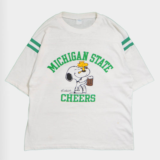 80's SNOOPY "MICHIGAN STTE CHEERS" Tシャツ (不明)/A3777