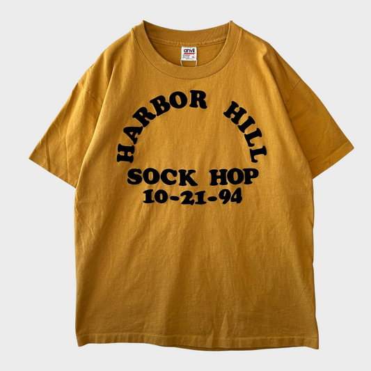 90's anvil "Harbor Hill Sock Hop"ダンスイベントTシャツ フロッキープリント (XL)/A7385T-SO