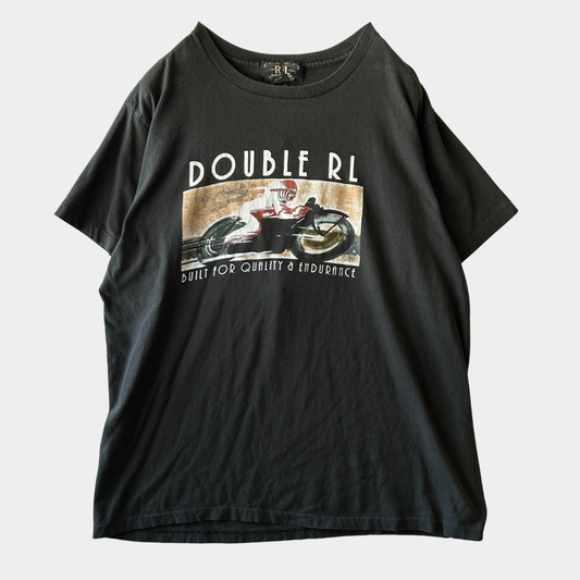 90's RRL Built For Quality & Endurance モーターサイクルTシャツ 三つ星タグ 黒 (XL)/C0879T-SO