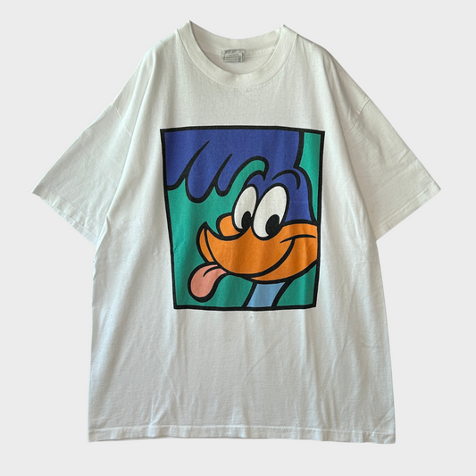 90's ACME CLOTHING WB ルーニーテューンズ ロード・ランナー キャラクターTシャツ 白 (XL)/B2148T-SO