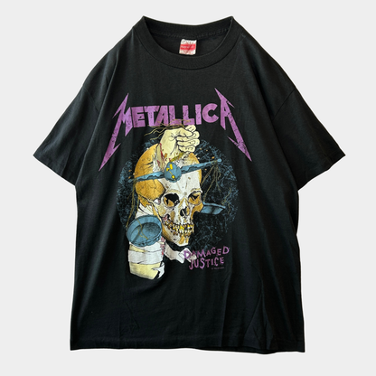 80's Metallica メタリカ Damaged Justice ツアーT バンドTシャツ  パスヘッド 黒(XL)/C0301T-SO