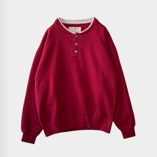 90's L .L .Bean×Russell Athletic ラッセル 無地 ヘンリーネックスウェット ワインレッド (L)/A5815SW-SO