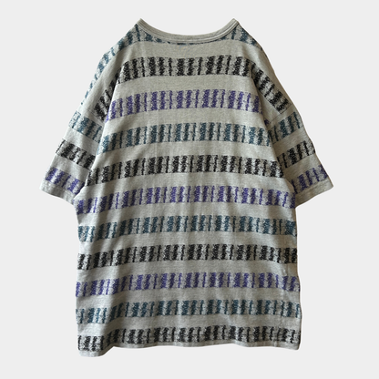 80's~90's Gramicchi グラミチ ボーダーTシャツ ボックスロゴ グレー(XL)/C0290T-SO