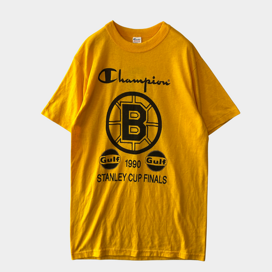 80's Champion NHL Boston Bruins Tシャツ 黄色(M)/A6892T-SO