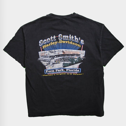 90's Harley-Davidson SCOTT SMITH'SプリントTシャツ 黒 (XXL)/A3094T-S