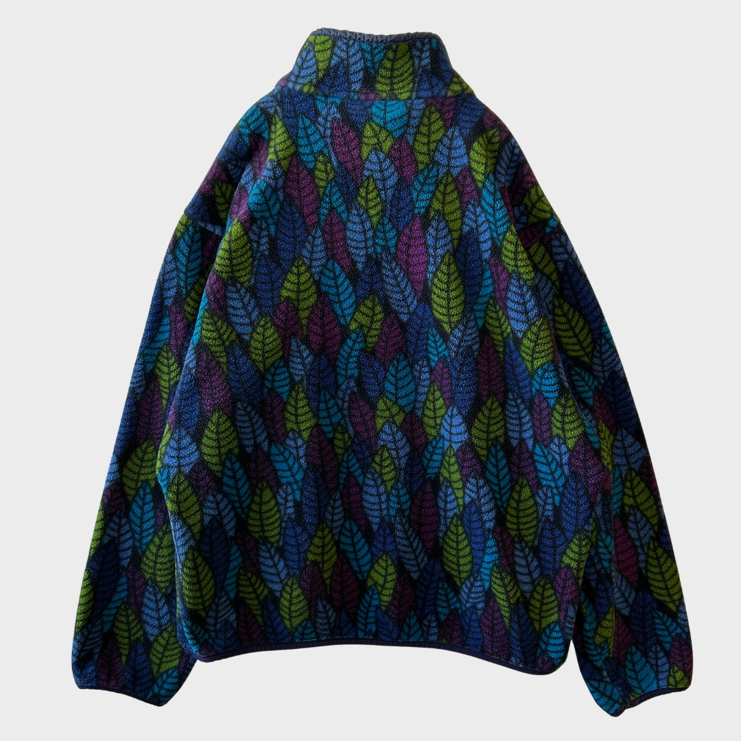 90's Patagonia パタゴニア スナップT フリースプルオーバー リーフ柄 USA製(L)/0088F-SO