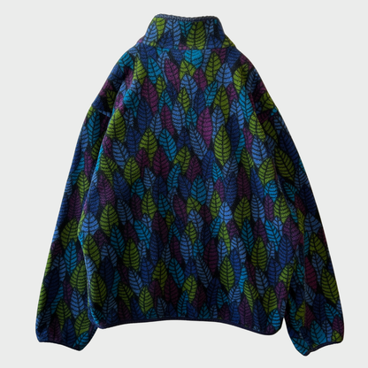 90's Patagonia パタゴニア スナップT フリースプルオーバー リーフ柄 USA製(L)/0088F-SO