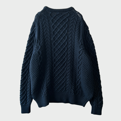 00's J.Crew コットン ケーブルニット 紺 (XL)/A8940K-SO