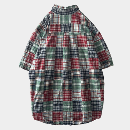 00's Eddie Bauer クレージーパターン 半袖シャツ 赤青緑 (M)/C0983S-SO