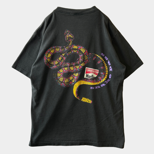 90's Marlboro マルボロ "SNAKE PASS" 企業Tシャツ 黒(Adult One Size)/0820T-SO