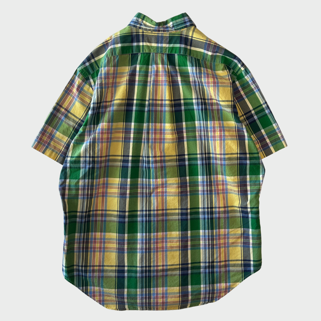 90-00's Polo by Ralph Lauren ラルフローレン CLASSIC FIT  ボタンダウン マドラスチェック柄 半袖シャツ(L)/B2490SH-S