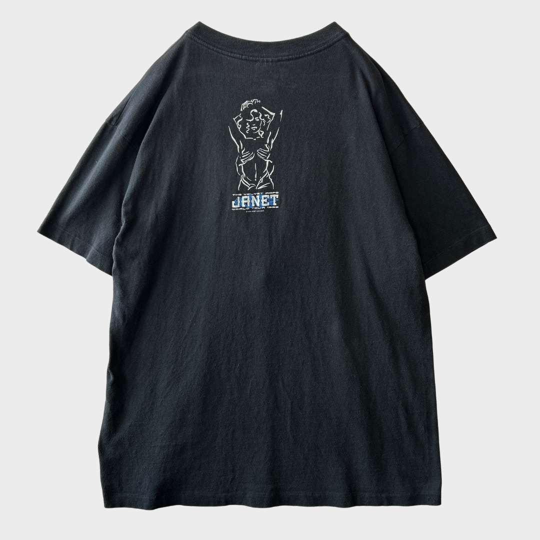 90's Janet Jackson ジャネット・ジャクソン The Velvet Rope World Tour 1998 ツアーTシャツ 黒（L)/C0787T-SO