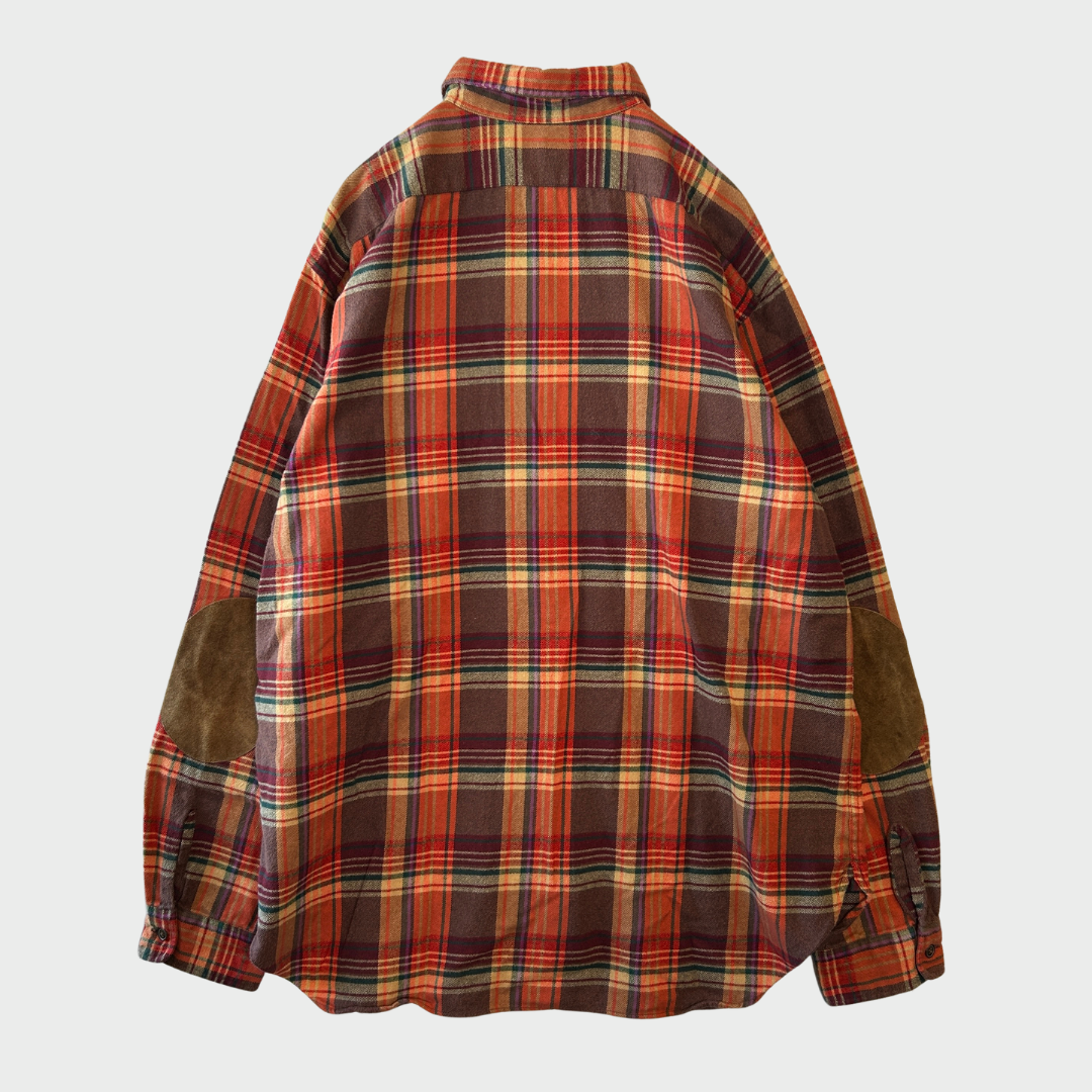 00's Polo ラルフローレン "STANFIELD"ライトネルシャツ エルボーパッチ(XL))A7689SH-SO