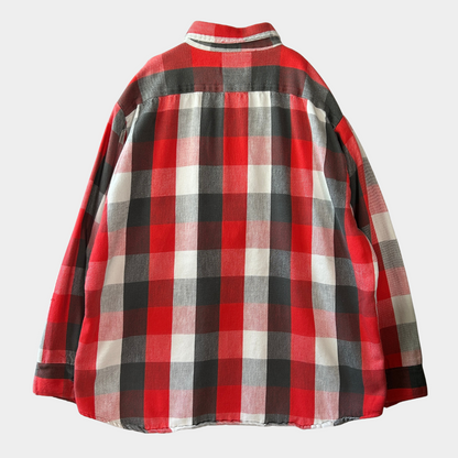 80's ALASKAN flannel shirt アラスカン ネルシャツ ブロック チェック 赤 グレー 白 (不明)/B2901SH-SO