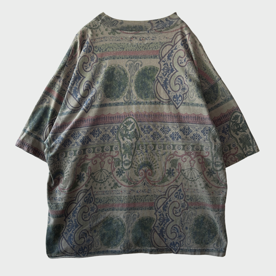 00's UnionBay ユニオンベイ 幾何学模様 総柄Tシャツ (XL)/C0793T-SO
