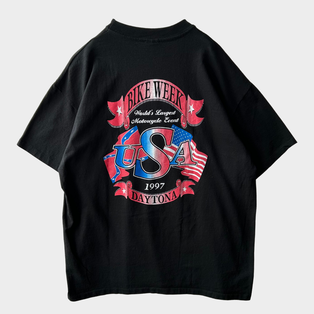90's anvil BIKE WEEK モーターサイクル バイク Tシャツ 黒 (2XL)/B1964T-SO