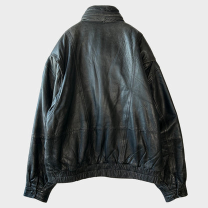90's~ JOHN ASHFORD leather jacket レザー ジャケット フード付き ブラック (M)/B1397J-SO
