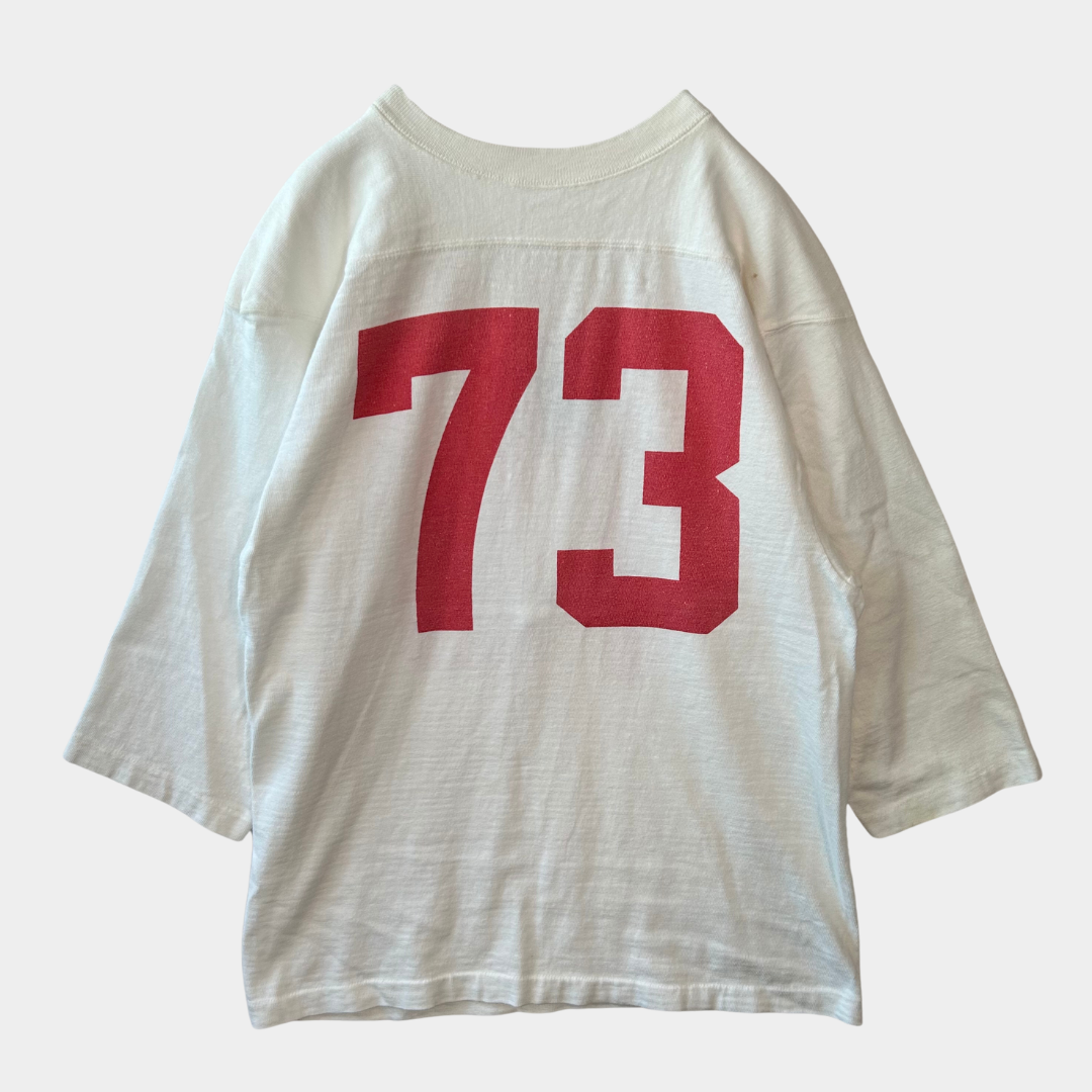 70's Champion チャンピオン フットボールT 染み込みプリント 白(M 70's Champion チャンピオン フットボールT 染み込みプリント 白(M