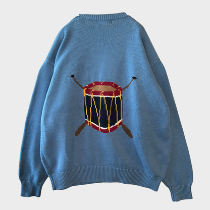 90's LANDS'END ランズエンド イーグル 星条旗  コットンニット 水色 (XL)/B3139K-SO