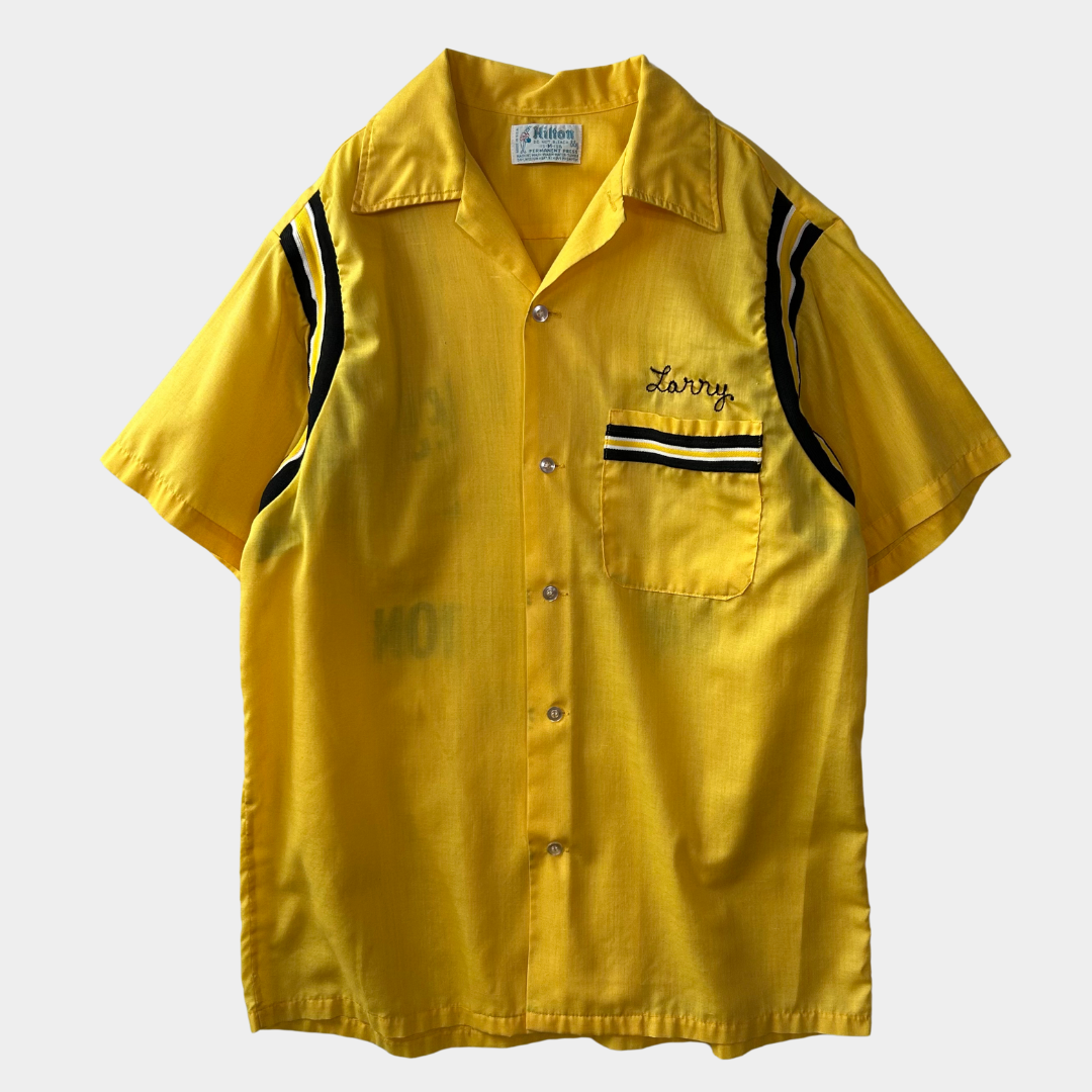 70's Hilton PERMANENT PRESS ボーリングシャツ 黄色(M)/A6596SH