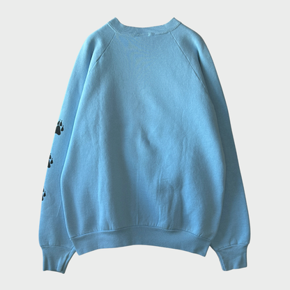 90's FRUIT OF THE LOOM Baxten アニマルラグランスウェット 水色 (L)/B2532S-SO