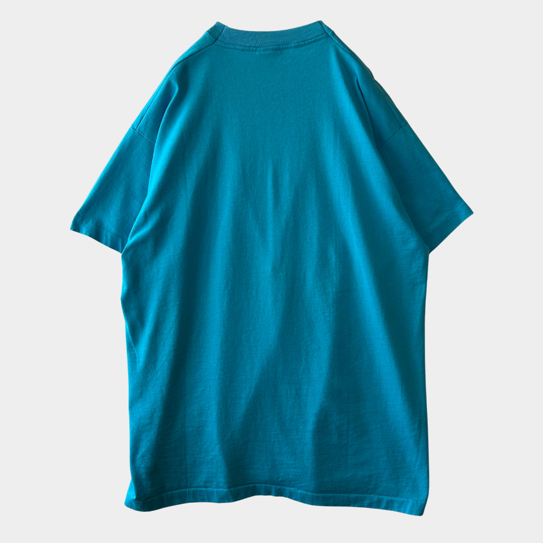 90's GUCCI グッチ ブートレグ ロゴTシャツ ターコイズブルー(XL)/C0863T-SO