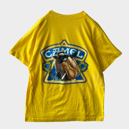 80's CAMEL タバコ アドバタイジングプリント バックプリントTシャツ 黄色 (L)/B2367T-SO