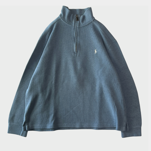00's Polo by Ralph Lauren ラルフローレン クォータージップスウェット ブルーグレー(L)/B4193S-SO