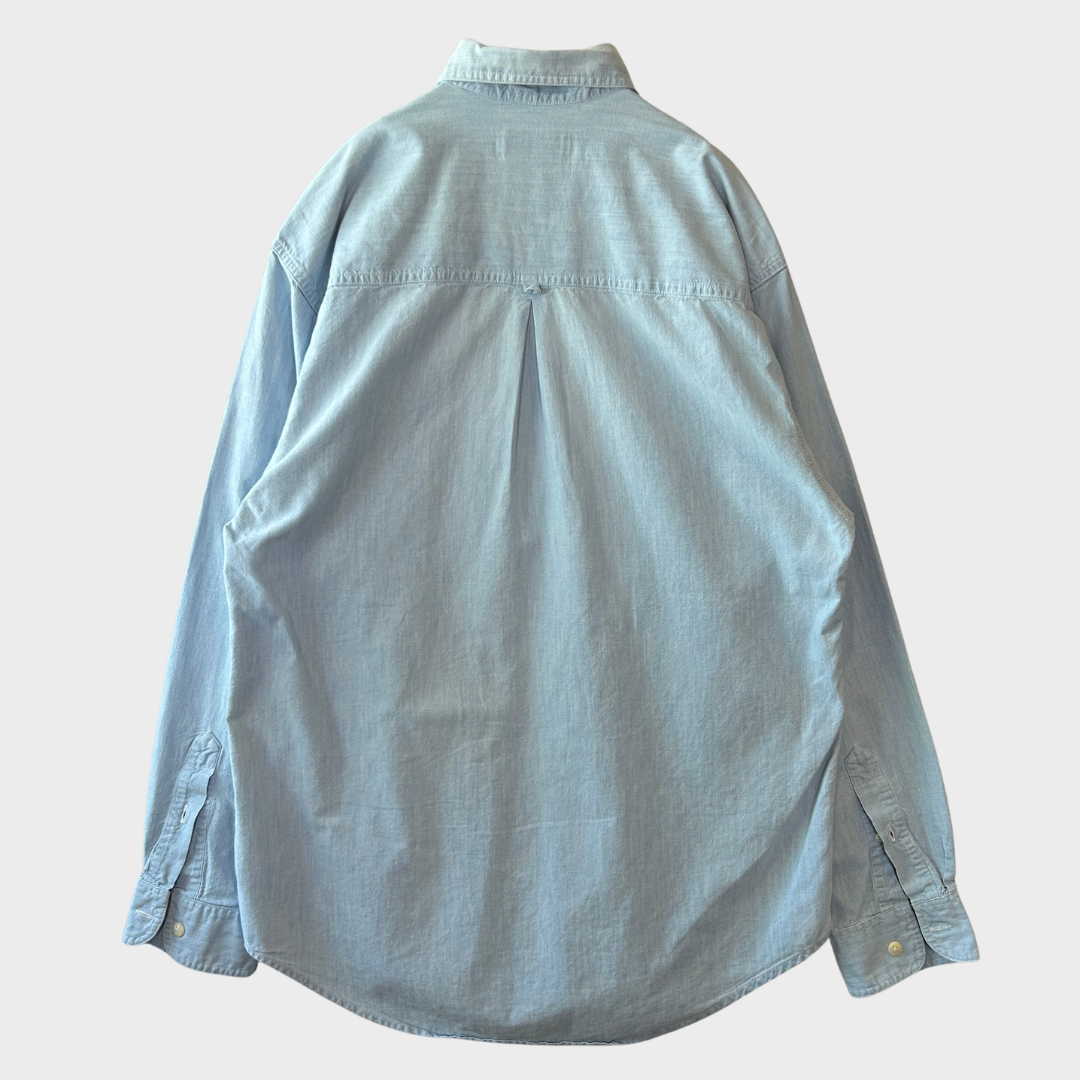 90's Eddie Bauer エディバウアー シャンブレーシャツ 水色 (M) /C0754SH-SO