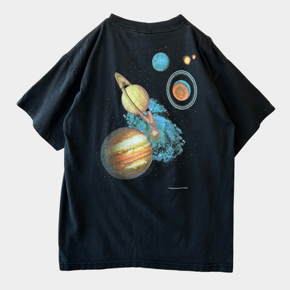 90's Cotton Expressions 太陽系プリントTシャツ チャレンジャー・センター 宇宙 黒(L)/B2688T-SO