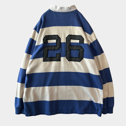 90's Polo ラルフローレン ”POLO RUGBY" ラガーシャツ ボーダー ポロスポ (XL)/B2338T-SO