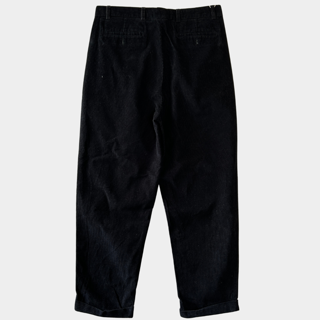 00's preswick&moore タック入り コーデュロイパンツ 黒 (w34)/B4415P-SO
