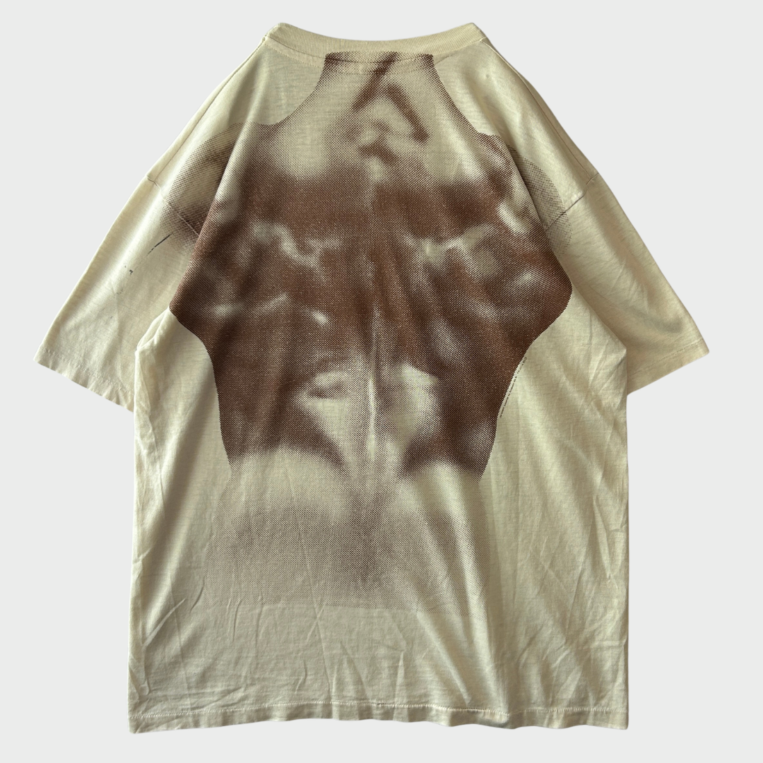 80's Trompe-l'oeil トロンプルイユ 騙し絵 両面プリントTシャツ ベージュ  (サイズ不明)/A7406T-SO