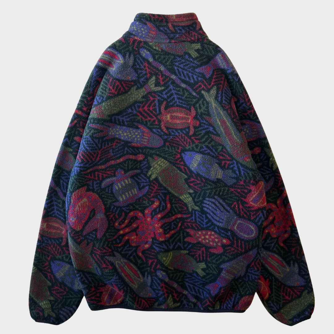 90's Patagonia パタゴニア Deep Sea 深海生物 総柄スナップT フリースプルオーバー (M)/A9753F-SO