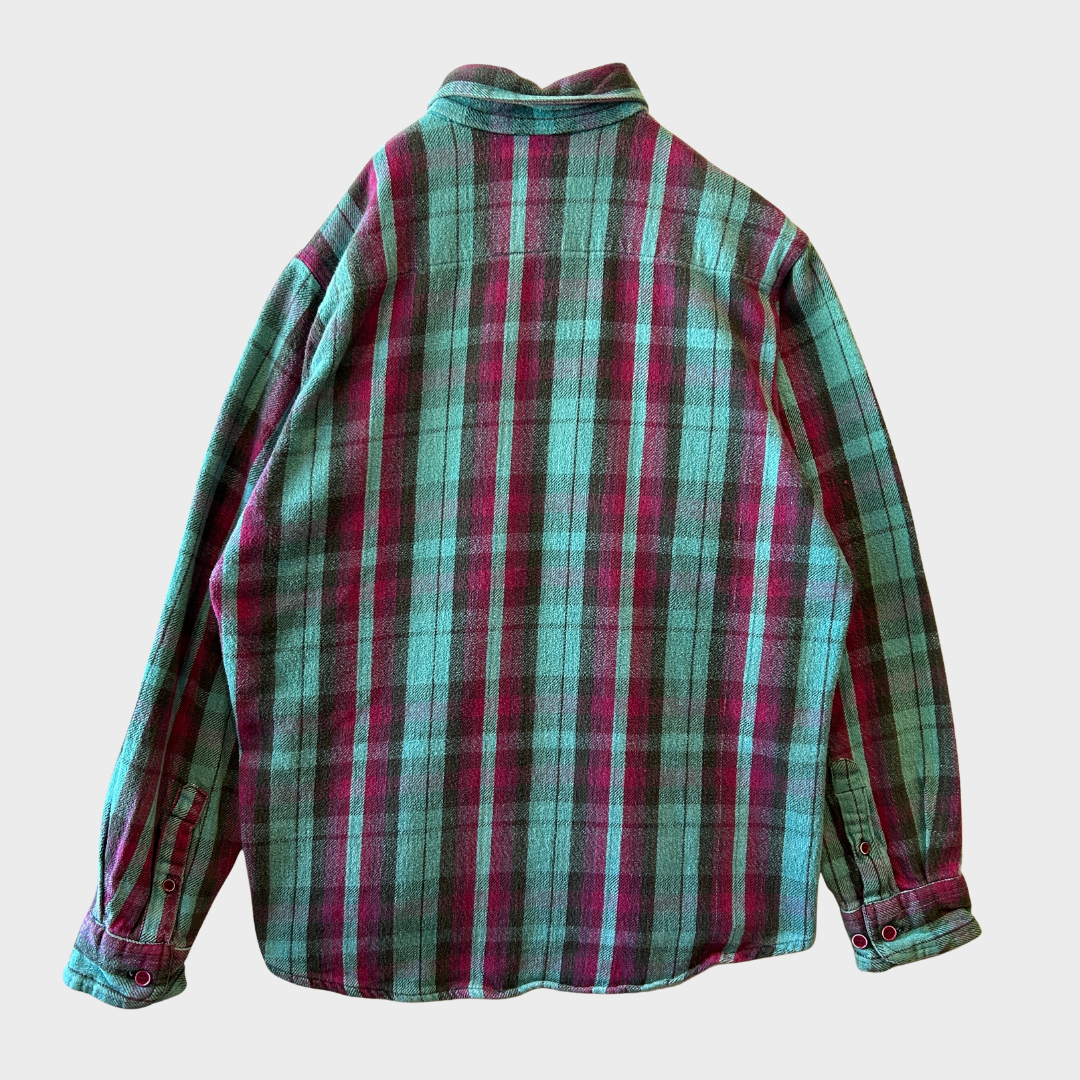 00's Campus ヘビーウェイト フランネルシャツ 赤黒水色 (L)/A8811S-SO