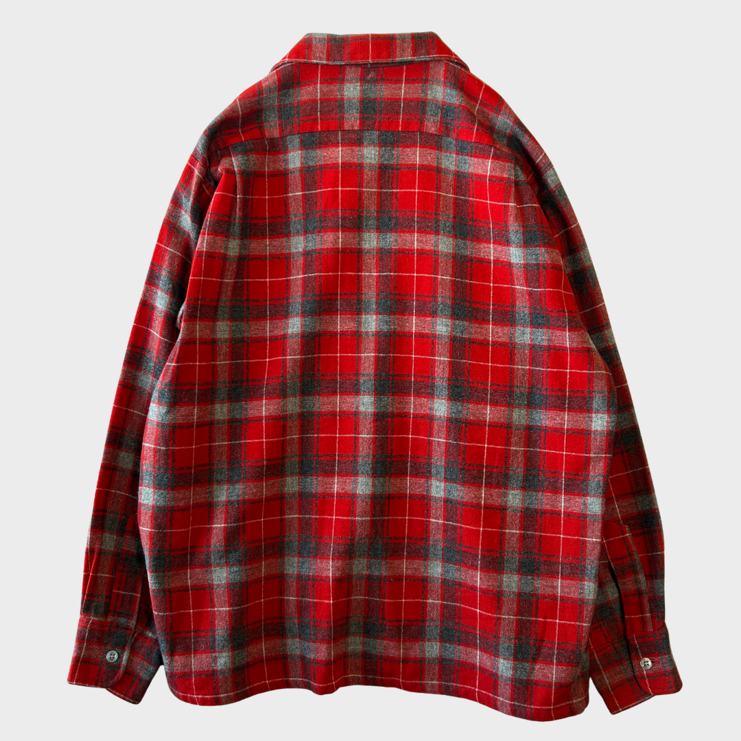 60's LEVI'S リーバイス オープンカラーウールチェックシャツ 赤グレー黒/A9623SH-SO