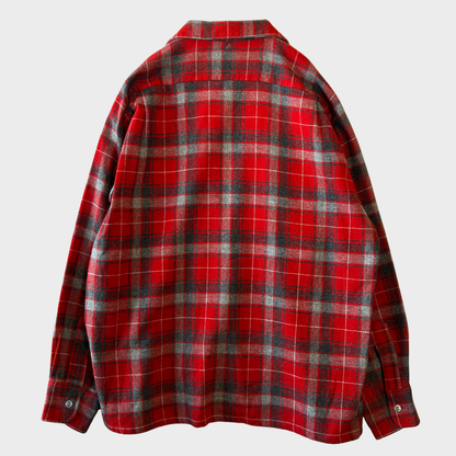60's LEVI'S リーバイス オープンカラーウールチェックシャツ 赤グレー黒/A9623SH-SO