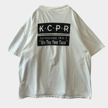 90's カリフォルニア州立ポリテクニック大学 学生ラジオ マーチャンダイズTシャツ 白 ONEITA(XL)/B2721T-SO