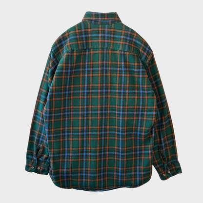 00's Wool Rich フランネルチェックシャツ 青緑橙 (M)/A7783SH-SO