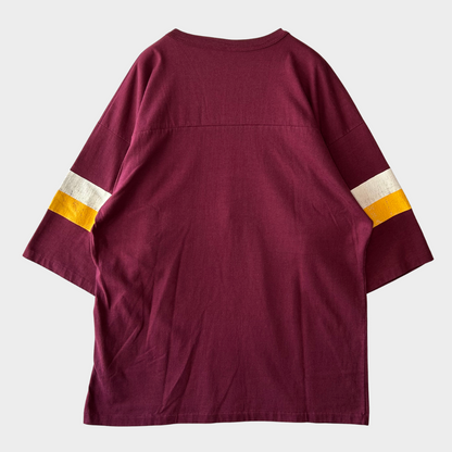 80's ARTEX FSU ミッキーマウス フットボールTシャツ ワインレッド (XL)/A7208T-SO