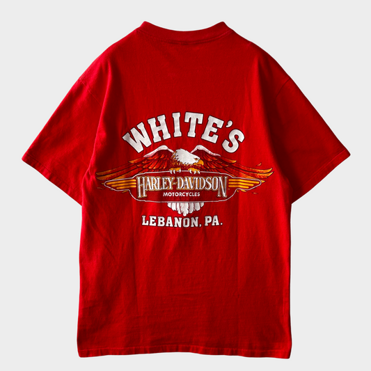 90's Hanes Harley-Davidson ヘンリーネックTシャツ 赤 (M)/B2070T-SO