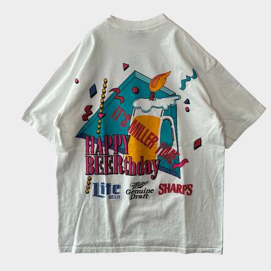 90's HOLOUBEX Miller "IT'S MILLER TIME" お酒 Tシャツ 白 (XL)/B2577T-SO