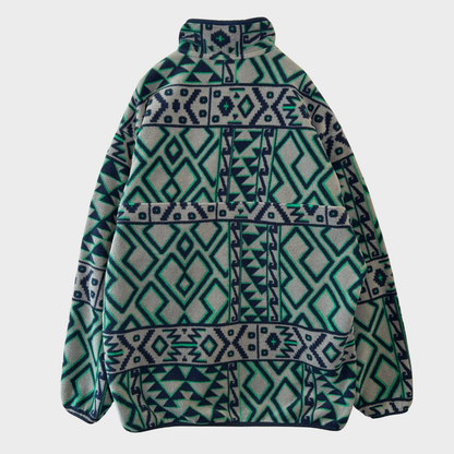 00's Patagonia パタゴニア スナップT 幾何学 総柄フリース グレー(L)/B3118F-SO