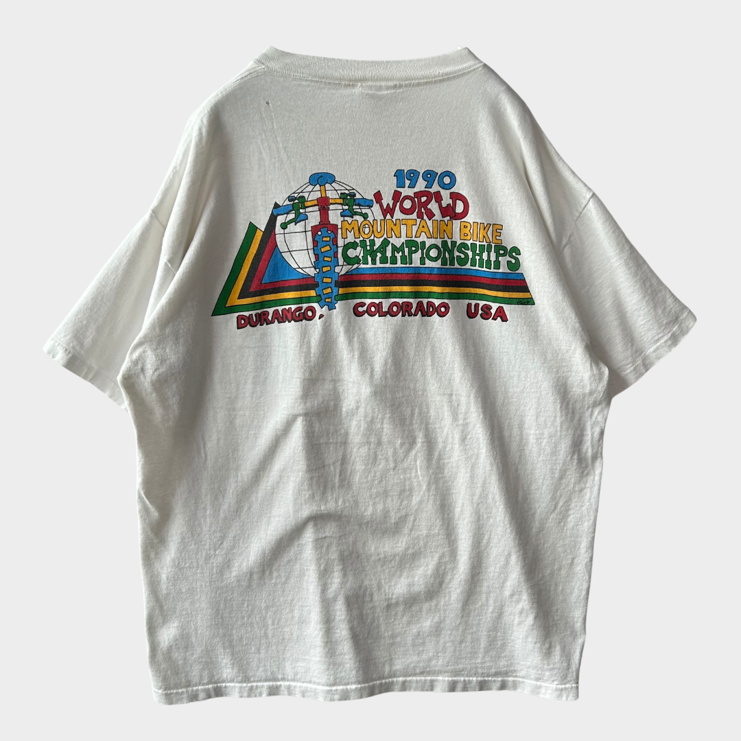 90's Coca-Cola 1990 WORLD MOUNTAIN BIKE CHAMPIONSHIPS コーラ Tシャツ 白 (XL)/B2181T-SO