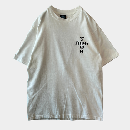 00's DOG TOWN ドッグタウン Bull Dog Design クロスロゴ グラフィックTシャツ  白/C1065T-SO