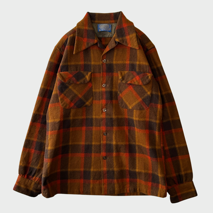 70's Pendleton ボードシャツ チェック 茶橙焦茶 (S)/A8724S-SO
