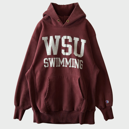 90's Champion Reverse Weave WSU SWIMMING リバースウィーブ カレッジスウェット バーガンディ (XL)/C0241H-SO