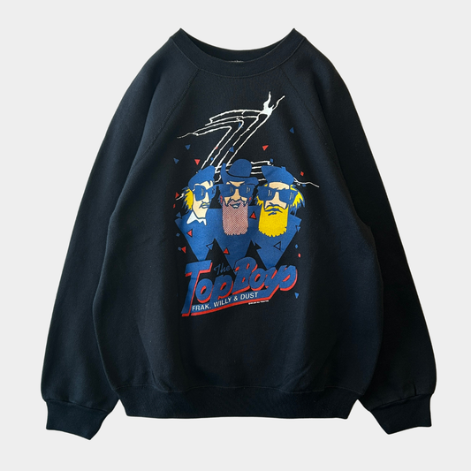 90's Tultex ZZ TOP "The Top Boys"プリントスウェット バンド ブラック(L)/B1719S-SO
