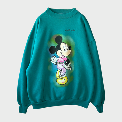 90's Disney Mickey "California"ディズニー ミッキー スウェット ターコイズ(L)/C0128S-SO